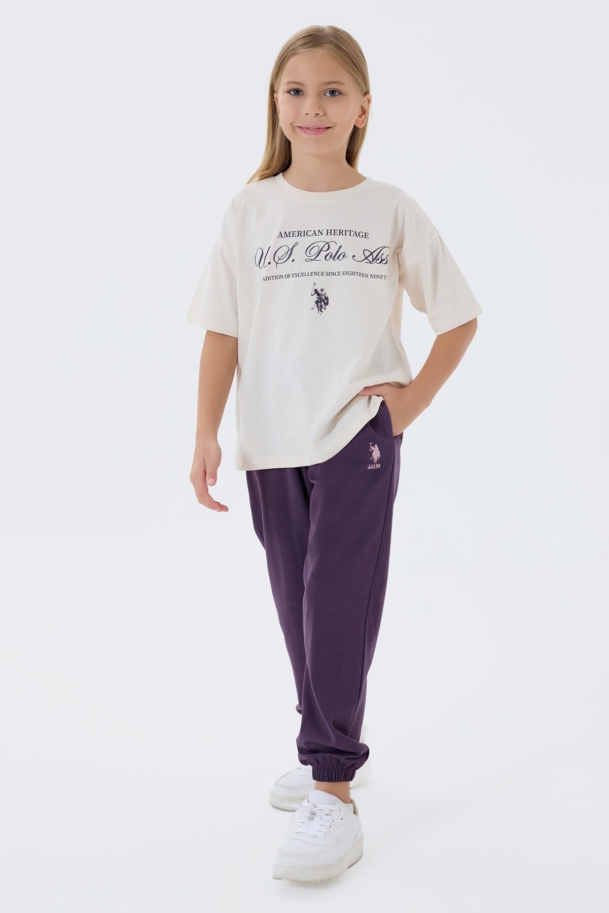 U.S. Polo Assn. Kız Çocuk Beyaz Pijama Takım
