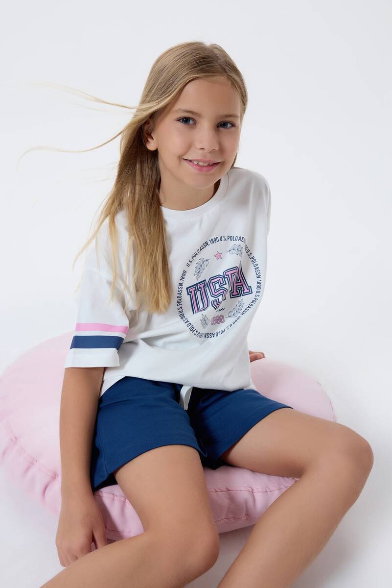 U.S. Polo Assn. Kız Çocuk Beyaz Şort Takım