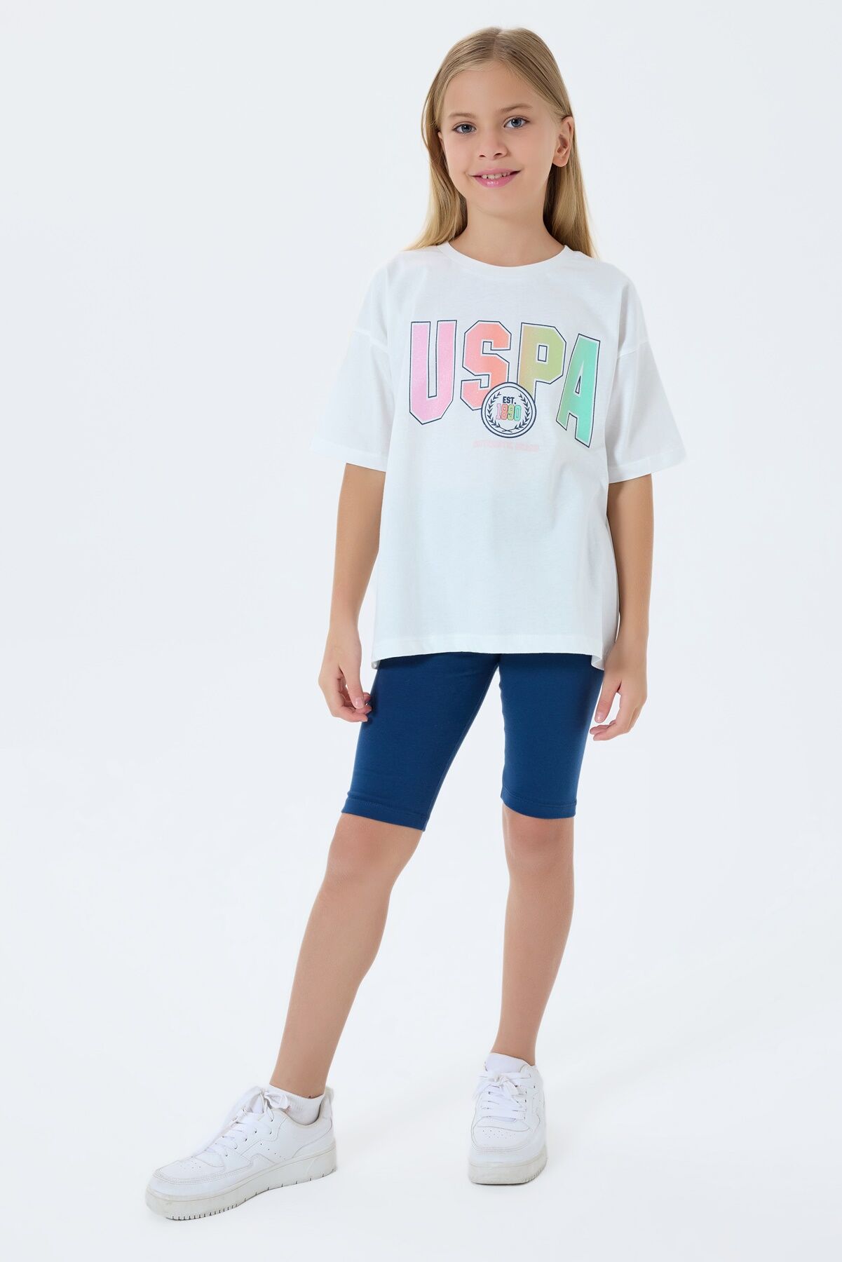 U.S. Polo Assn. Kız Çocuk Beyaz Tayt Takım