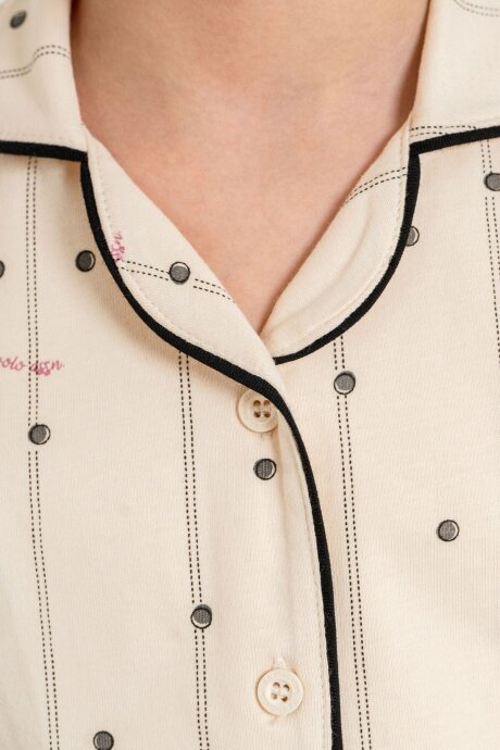 U.S. Polo Assn. Kız Çocuk Nakışlı Krem Gömlek Uzun Kol Pijama Takımı US2726-C-V1 - 3