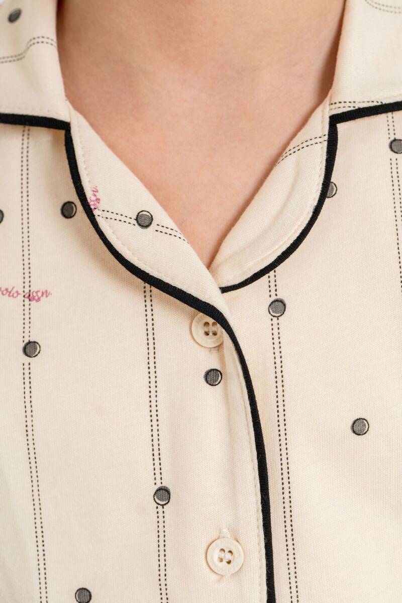 U.S. Polo Assn. Kız Çocuk Nakışlı Krem Gömlek Uzun Kol Pijama Takımı US2726-C-V1 - 3