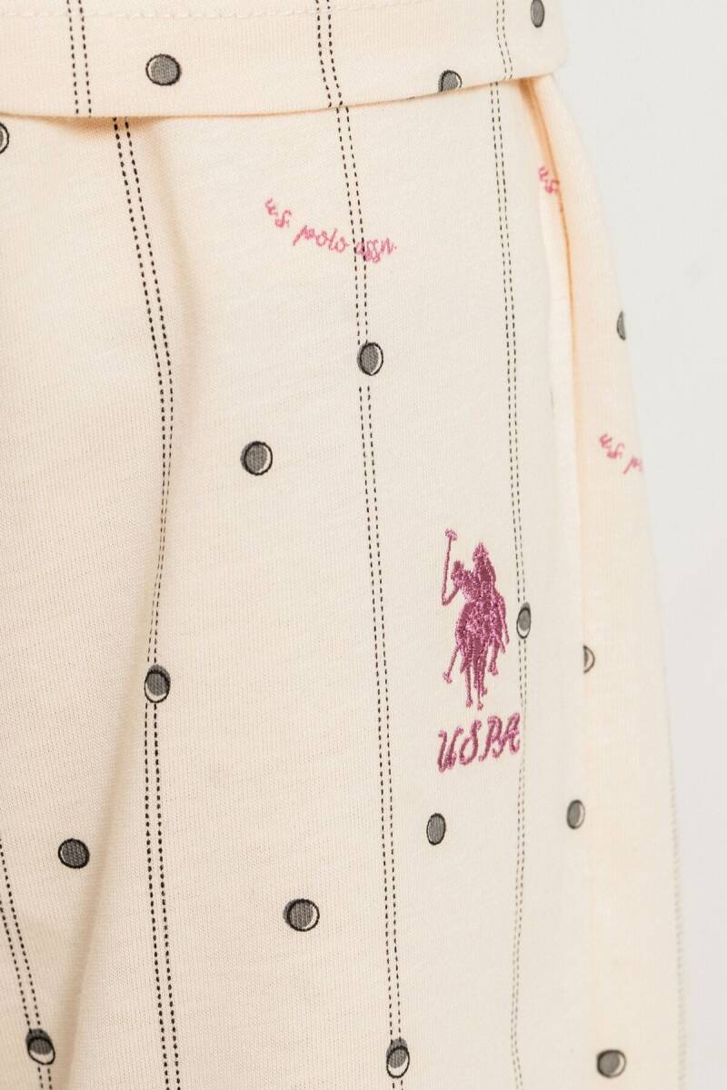 U.S. Polo Assn. Kız Çocuk Nakışlı Krem Gömlek Uzun Kol Pijama Takımı US2726-C-V1 - 5