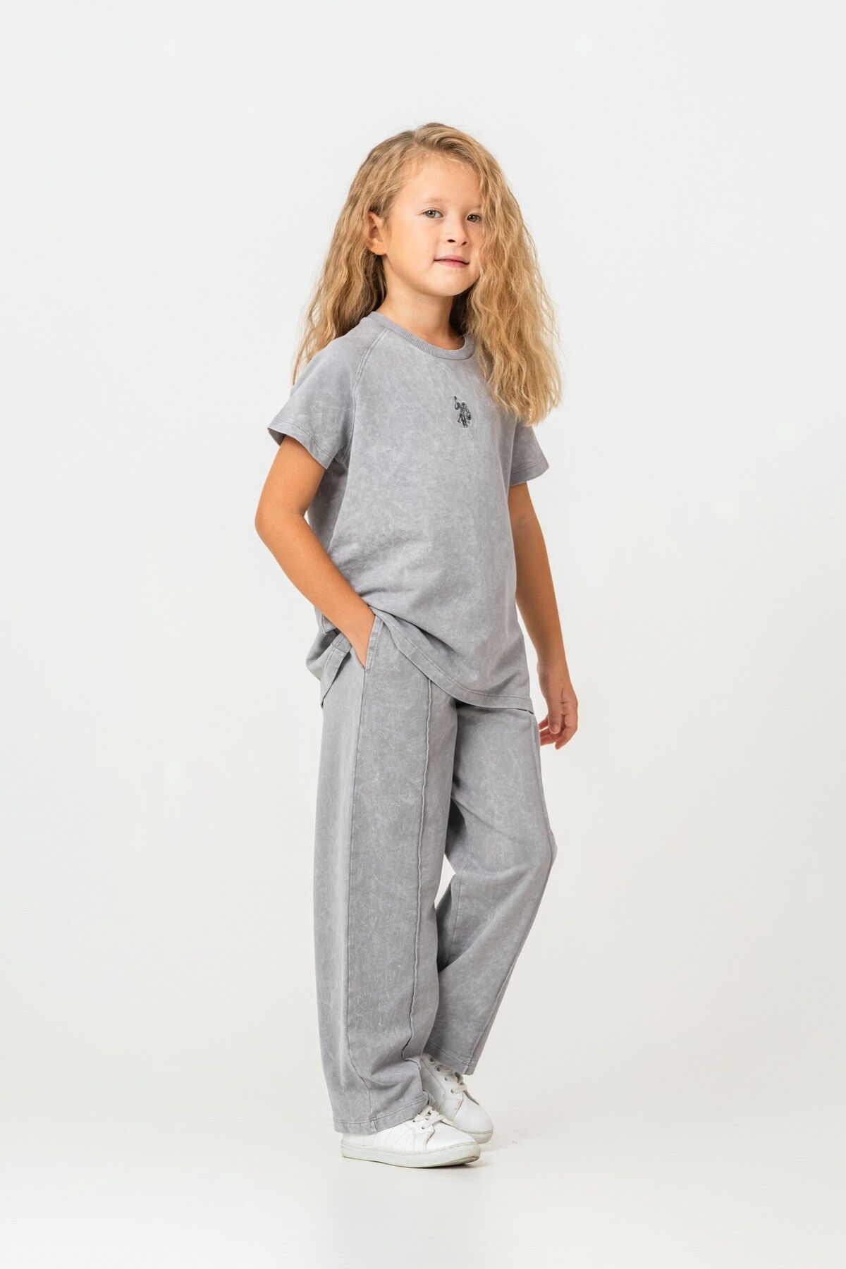 U.S. Polo Assn. Kız Çocuk Gri Pijama Takım