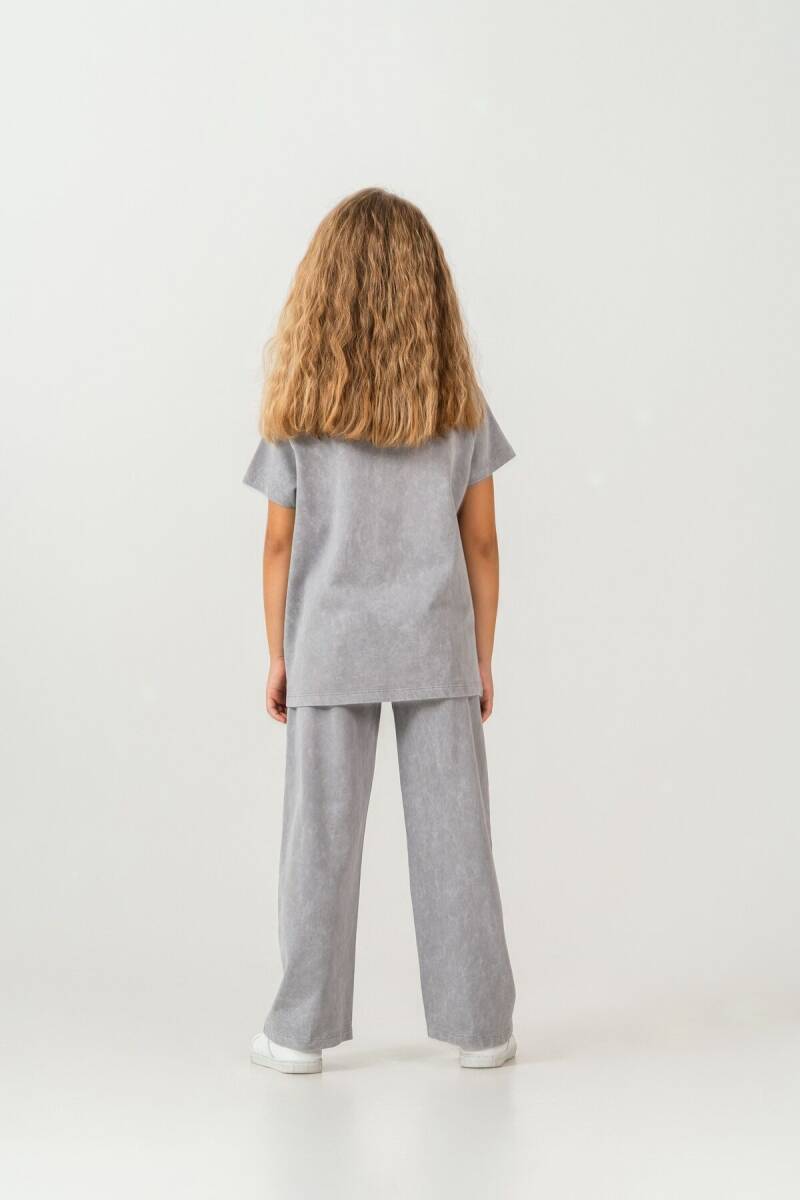U.S. Polo Assn. Kız Çocuk %100 Pamuk Bisiklet Yaka Nakışlı Yazlık Regular Fit Gri Pijama Takımı US2529-C-V1 - 4
