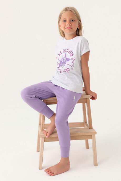 U.S. Polo Assn. Kız Çocuk Bisiklet Yaka Pigment Baskılı Yazlık Regular Fit Gri Pijama Takımı US1838-C-V2 - 3