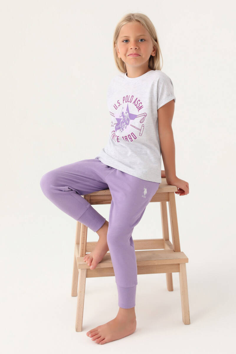 U.S. Polo Assn. Kız Çocuk Bisiklet Yaka Pigment Baskılı Yazlık Regular Fit Gri Pijama Takımı US1838-C-V2 - 3