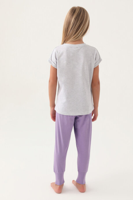 U.S. Polo Assn. Kız Çocuk Bisiklet Yaka Pigment Baskılı Yazlık Regular Fit Gri Pijama Takımı US1838-C-V2 - 5