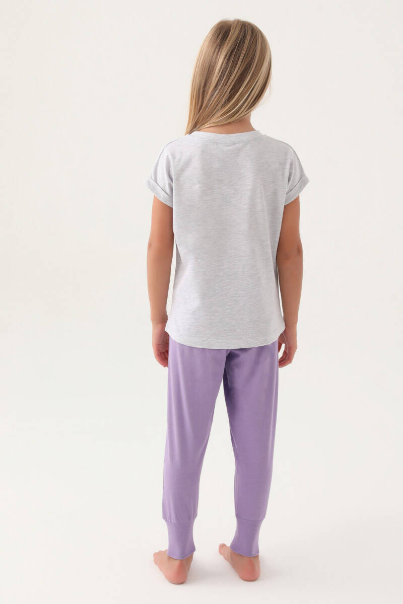 U.S. Polo Assn. Kız Çocuk Bisiklet Yaka Pigment Baskılı Yazlık Regular Fit Gri Pijama Takımı US1838-C-V2 - 5