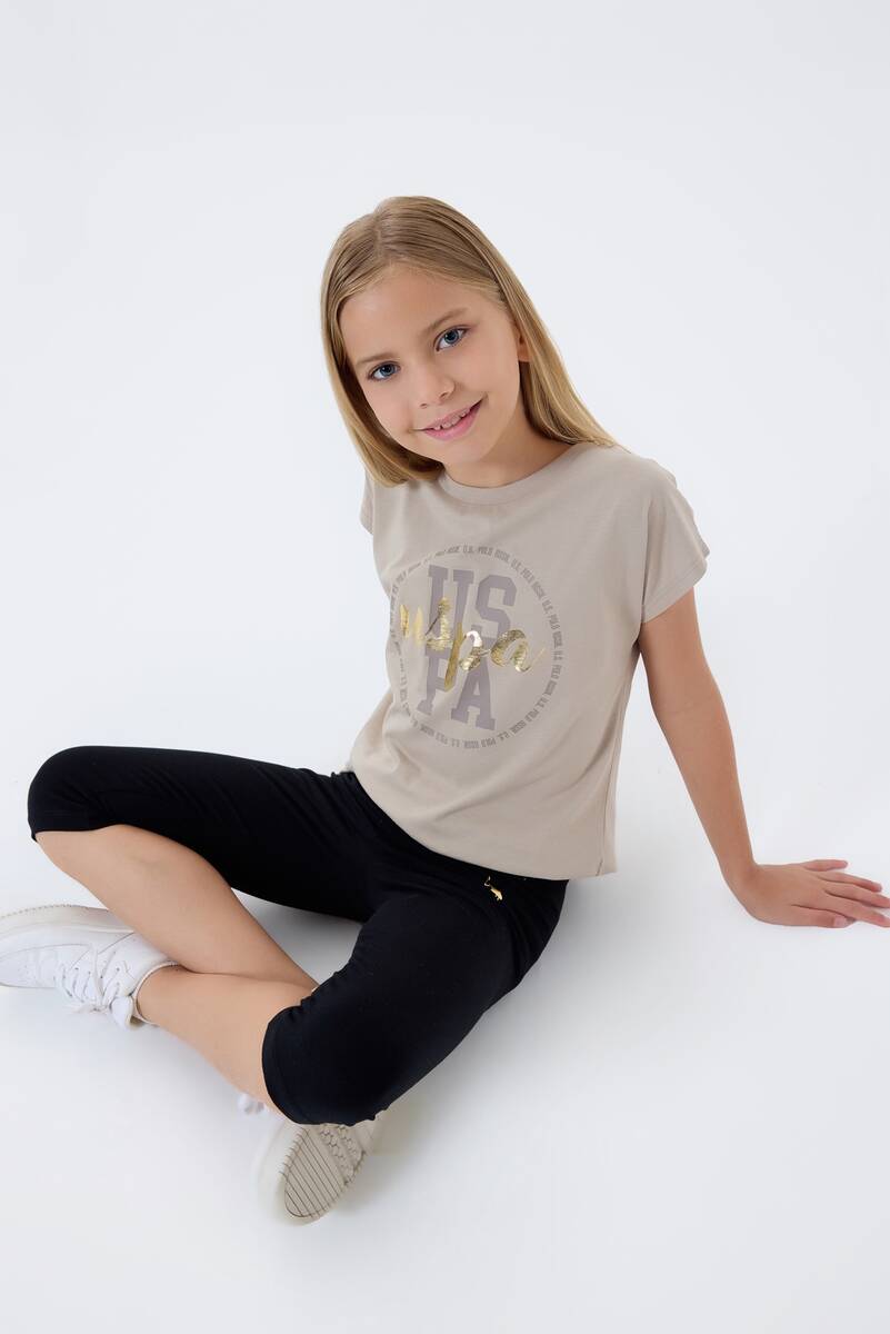 U.S. Polo Assn. Kız Çocuk Kahverengi Tayt Takım