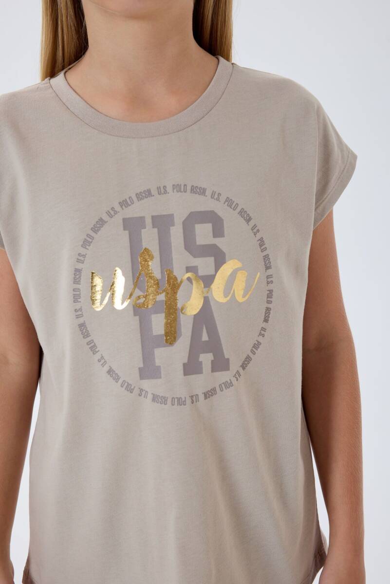 U.S. Polo Assn. Kız Çocuk Bisiklet Yaka Nakışlı Yazlık Relaxed Fit Kahverengi Tayt Takım US2511-C-V2 - 3