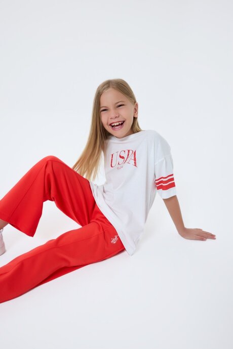 U.S. Polo Assn. Kız Çocuk Bisiklet Yaka Nakışlı Yazlık Regular Fit Turuncu Pijama Takımı US2525-C-V1 (1)