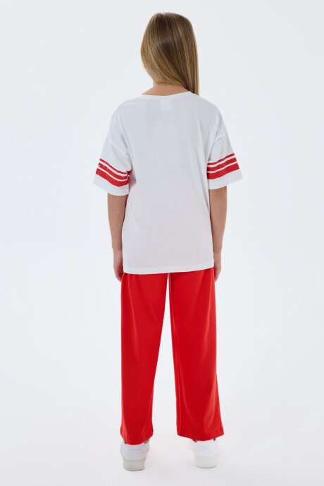 U.S. Polo Assn. Kız Çocuk %100 Pamuk Bisiklet Yaka Nakışlı Yazlık Regular Fit Turuncu Pijama Takımı US2525-C-V1 - 4