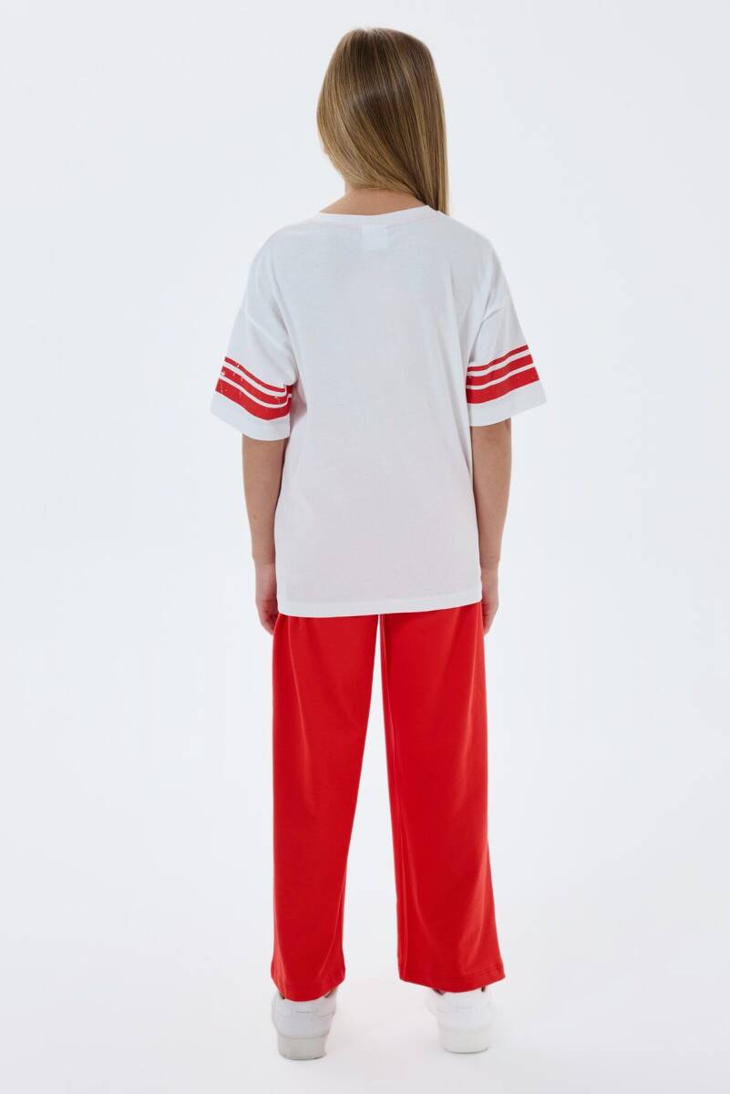 U.S. Polo Assn. Kız Çocuk %100 Pamuk Bisiklet Yaka Nakışlı Yazlık Regular Fit Turuncu Pijama Takımı US2525-C-V1 - 4