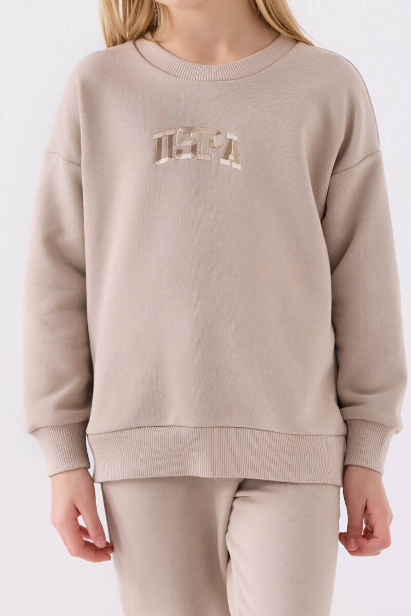 U.S. Polo Assn. Kız Çocuk Bisiklet Yaka Nakışlı Kışlık Regular Fit Krem Eşofman Takımı US1979-C-V3 - 4