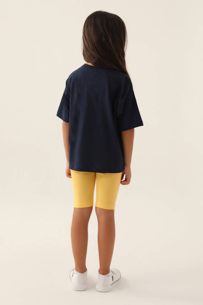 U.S. Polo Assn. Kız Çocuk Bisiklet Yaka Pigment Baskılı Yazlık Regular Fit Lacivert Bermuda Takım US1841-C-V1 - 5