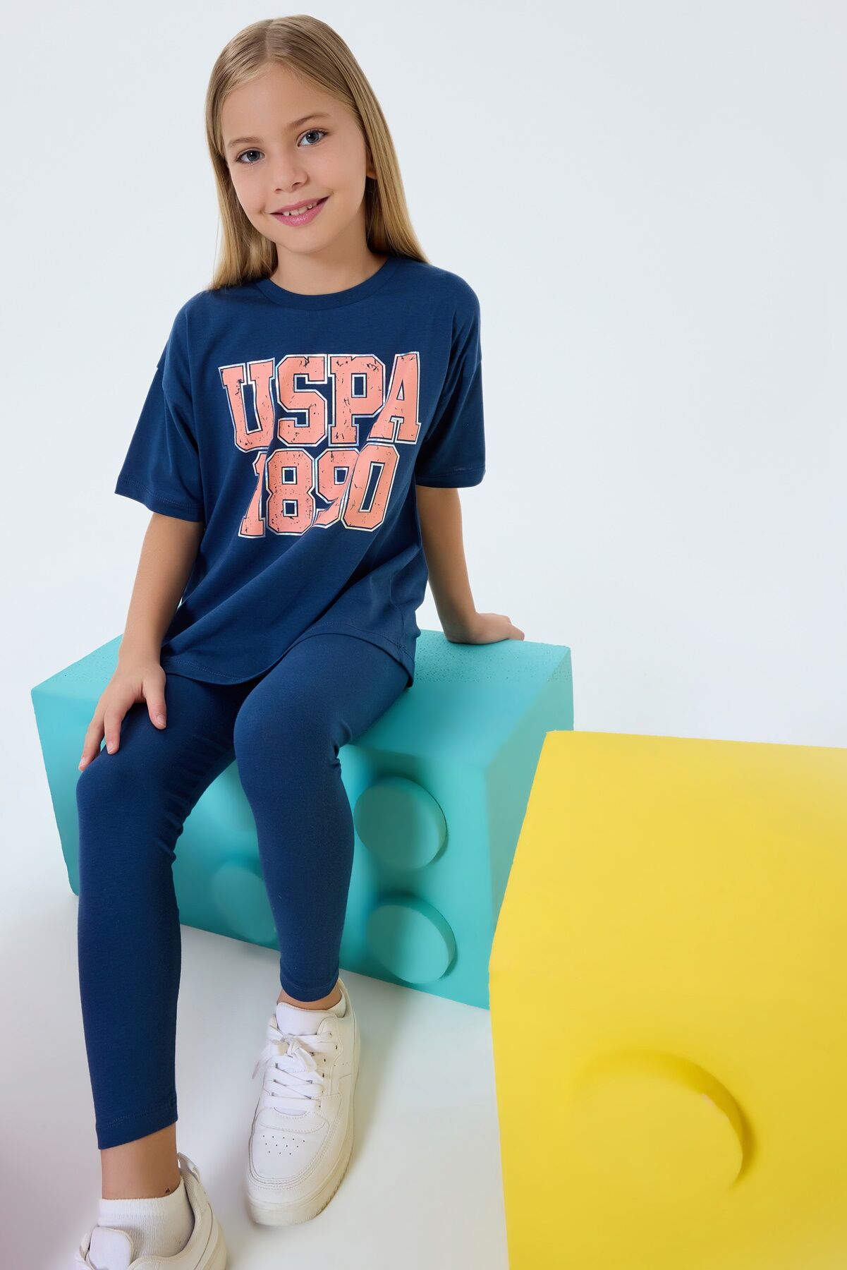 U.S. Polo Assn. Kız Çocuk Lacivert Tayt Takım