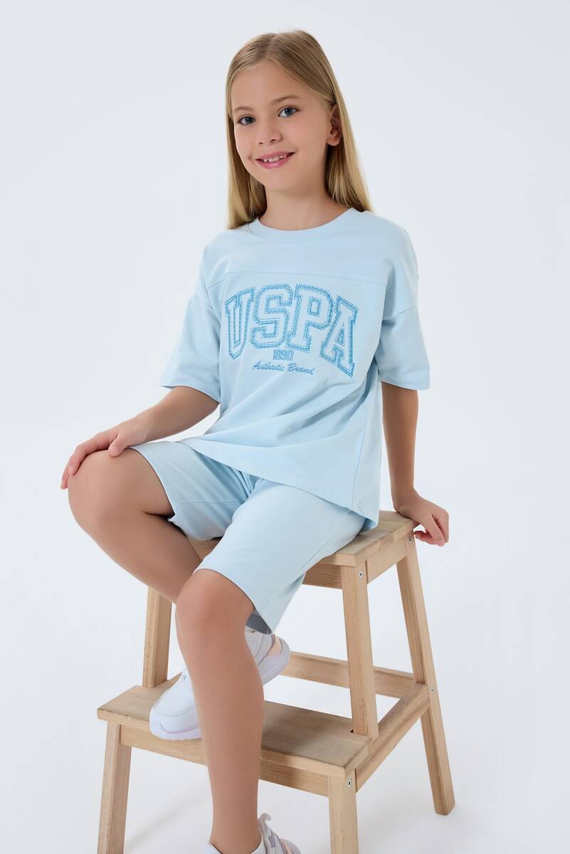 U.S. Polo Assn. Kız Çocuk Mavi Bermuda Takım