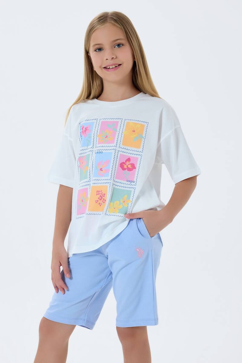 U.S. Polo Assn. Kız Çocuk Mavi Bermuda Takım