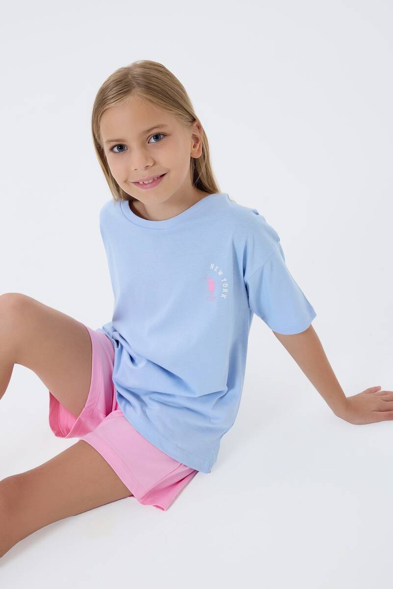 U.S. Polo Assn. Kız Çocuk Mavi Şort Takım