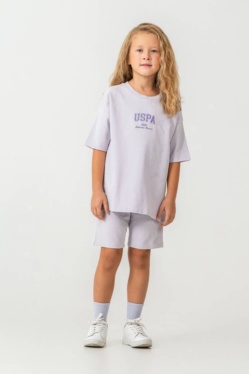 U.S. Polo Assn. Kız Çocuk Mor Bermuda Takım