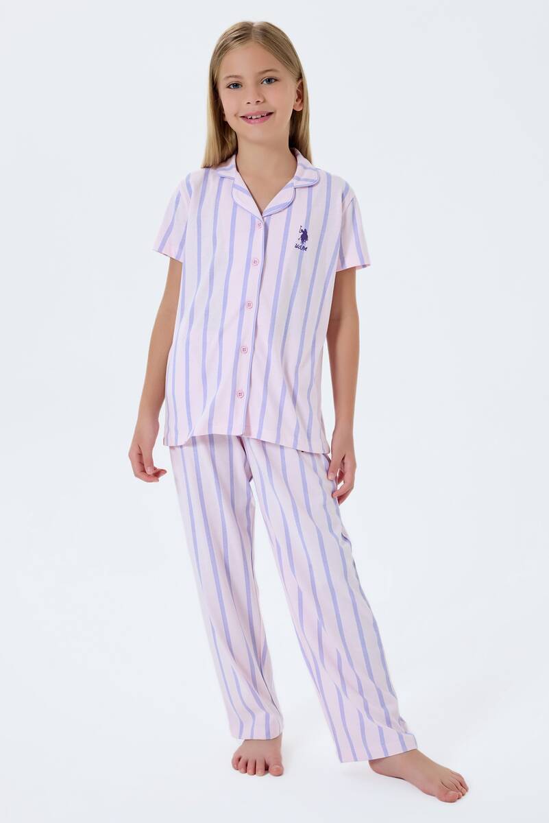 U.S. Polo Assn. Kız Çocuk Mor Gömlek Pijama