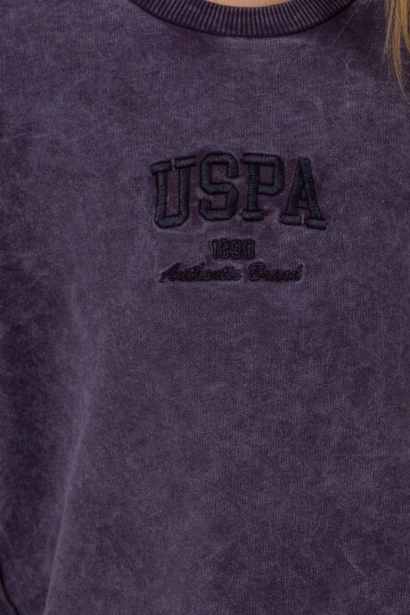 U.S. Polo Assn. Kız Çocuk %100 Pamuk Bisiklet Yaka Nakışlı Yazlık Regular Fit Mor Bermuda Takım US2530-C-V4 - 3