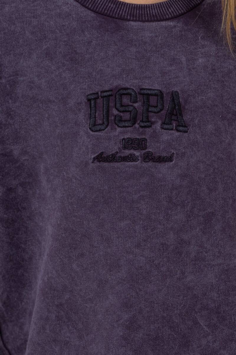 U.S. Polo Assn. Kız Çocuk %100 Pamuk Bisiklet Yaka Nakışlı Yazlık Regular Fit Mor Bermuda Takım US2530-C-V4 - 3