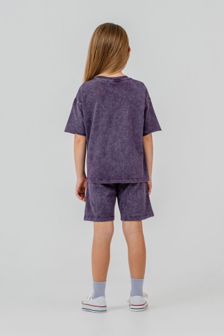 U.S. Polo Assn. Kız Çocuk %100 Pamuk Bisiklet Yaka Nakışlı Yazlık Regular Fit Mor Bermuda Takım US2530-C-V4 - 4