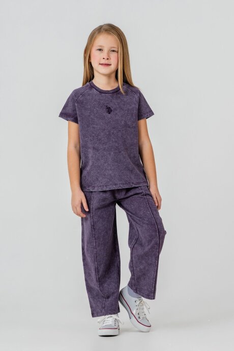 U.S. Polo Assn. Kız Çocuk Bisiklet Yaka Nakışlı Yazlık Regular Fit Mor Pijama Takımı US2529-C-V4 (1)