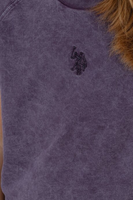 U.S. Polo Assn. Kız Çocuk %100 Pamuk Bisiklet Yaka Nakışlı Yazlık Regular Fit Mor Pijama Takımı US2529-C-V4 - 3