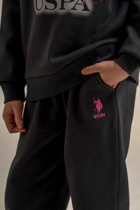 U.S. Polo Assn. Kız Çocuk Nakışlı Antrasit Uzun Kol Eşofman Takımı US2713-C-V2 - 5