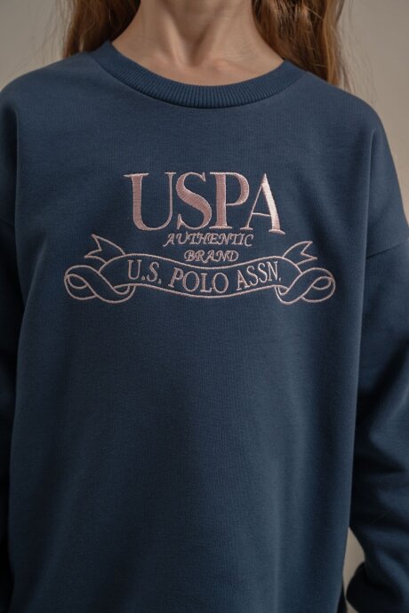 U.S. Polo Assn. Kız Çocuk Nakışlı Mavi Uzun Kol Eşofman Takımı US2705-C-V1 - 3