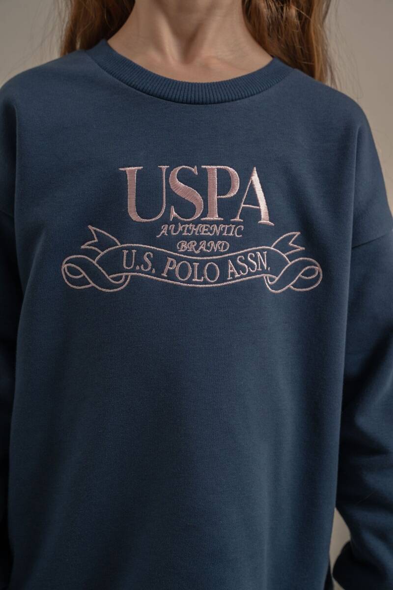 U.S. Polo Assn. Kız Çocuk Nakışlı Mavi Uzun Kol Eşofman Takımı US2705-C-V1 - 3