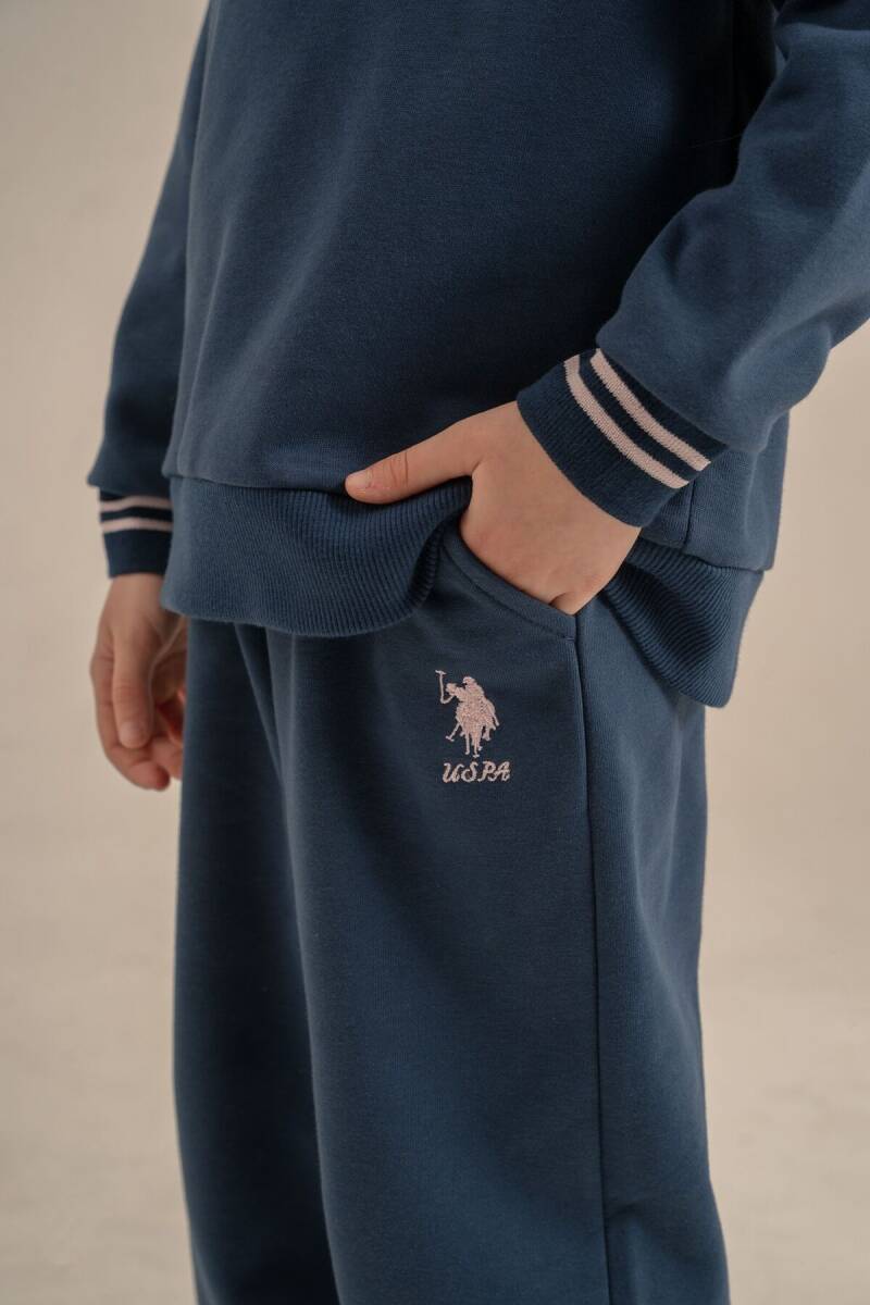 U.S. Polo Assn. Kız Çocuk Nakışlı Mavi Uzun Kol Eşofman Takımı US2705-C-V1 - 5