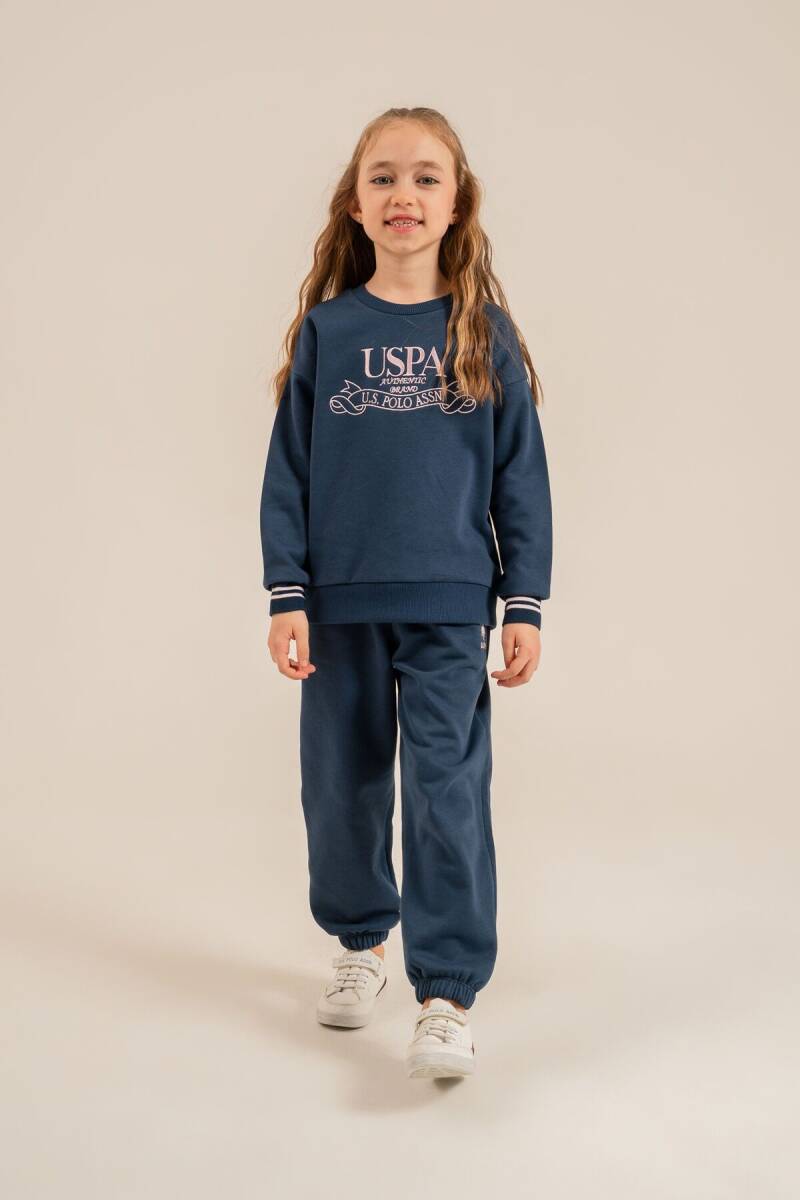 U.S. Polo Assn. Kız Çocuk Nakışlı Mavi Uzun Kol Eşofman Takımı US2705-C-V1 - 7