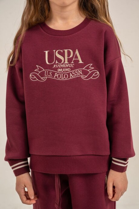 U.S. Polo Assn. Kız Çocuk Nakışlı Mor Uzun Kol Eşofman Takımı US2705-C-V2 - 3
