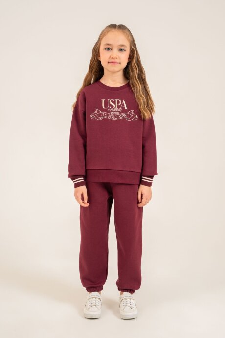 U.S. Polo Assn. Kız Çocuk Nakışlı Mor Uzun Kol Eşofman Takımı US2705-C-V2 - 6