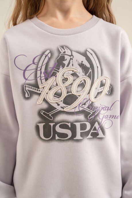 U.S. Polo Assn. Kız Çocuk Nakışlı Mor Uzun Kol Eşofman Takımı US2713-C-V1 - 3