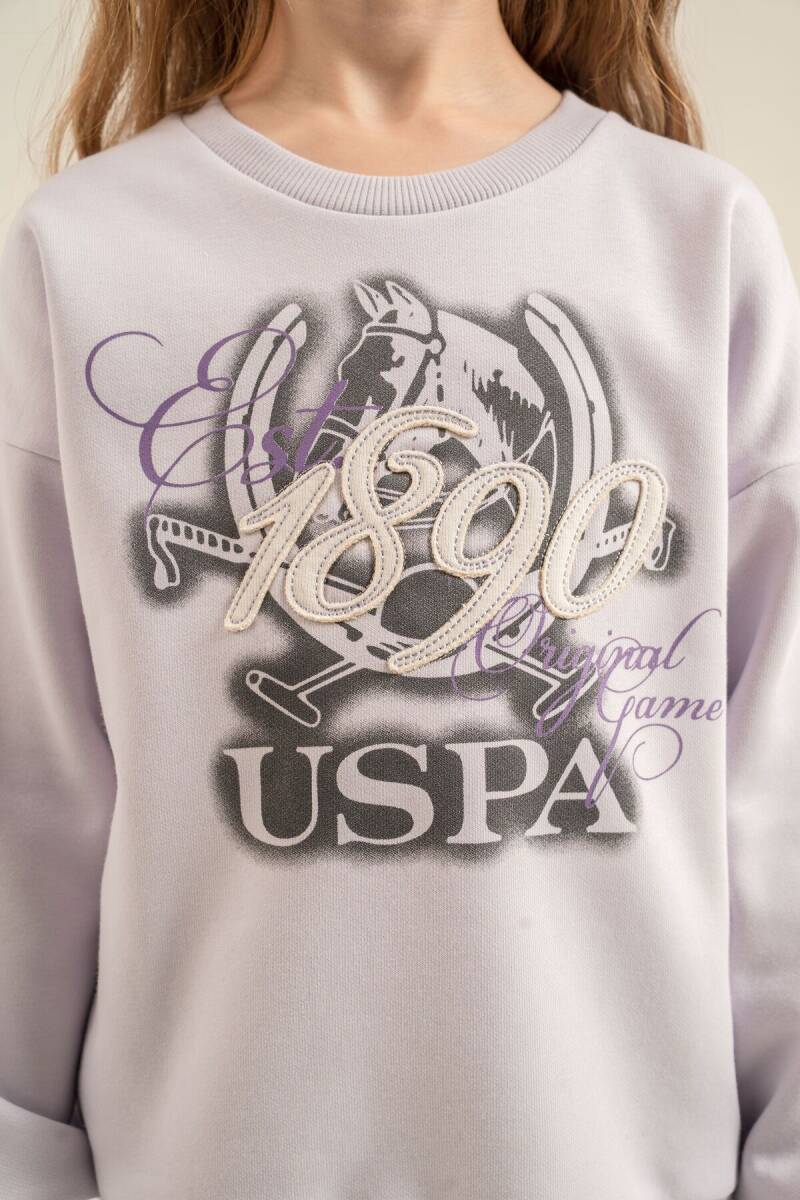 U.S. Polo Assn. Kız Çocuk Nakışlı Mor Uzun Kol Eşofman Takımı US2713-C-V1 - 3
