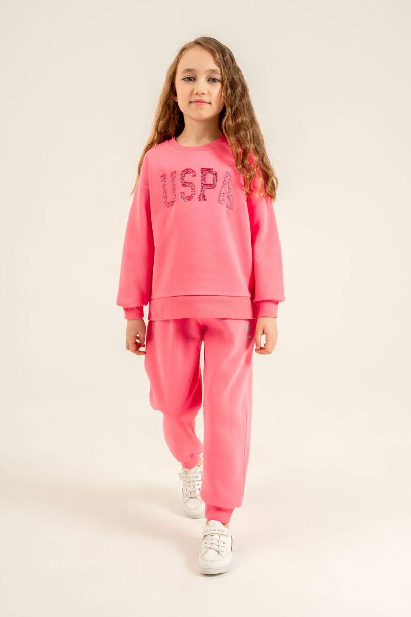 U.S. Polo Assn. Kız Çocuk Nakışlı Pembe Uzun Kol Eşofman Takımı US2723-C-V1 - 1