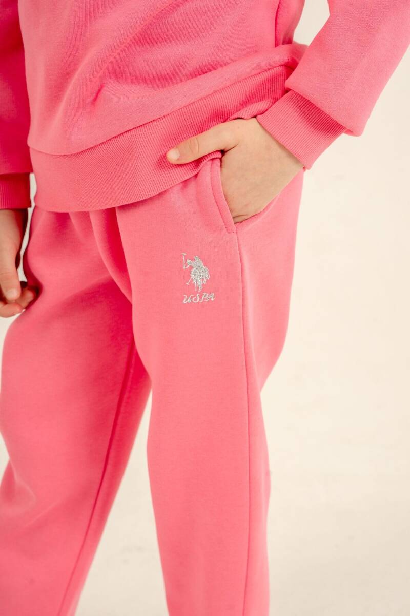 U.S. Polo Assn. Kız Çocuk Nakışlı Pembe Uzun Kol Eşofman Takımı US2723-C-V1 - 4