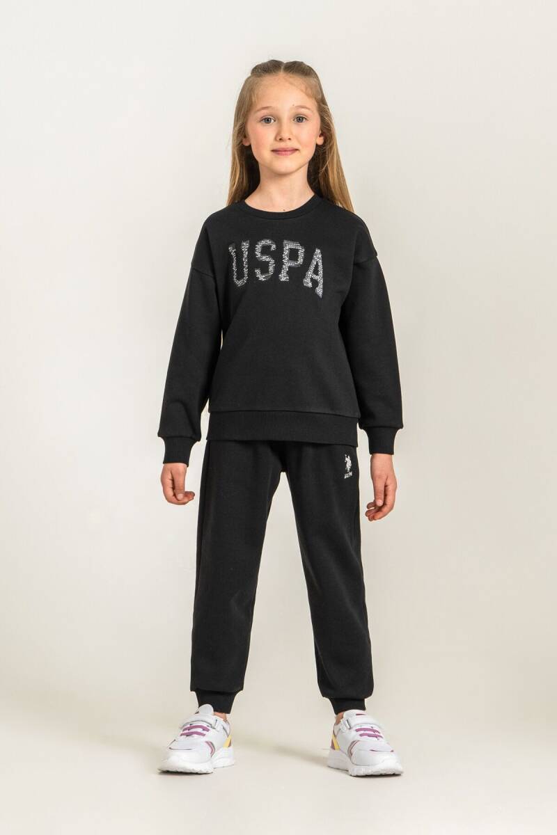 U.S. Polo Assn. Kız Çocuk Nakışlı Siyah Uzun Kol Eşofman Takımı US2723-C-V3 - 2