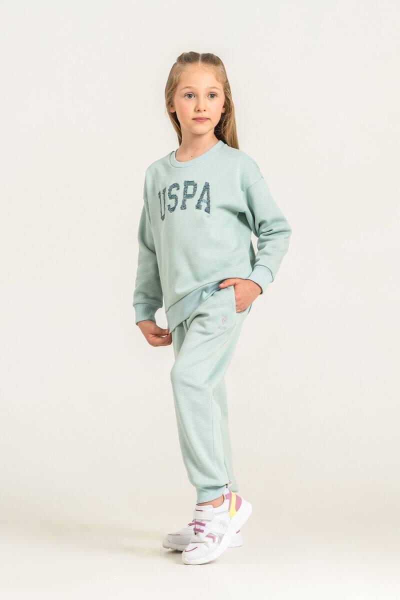U.S. Polo Assn. Kız Çocuk Nakışlı Yeşil Uzun Kol Eşofman Takımı US2723-C-V2 - 1