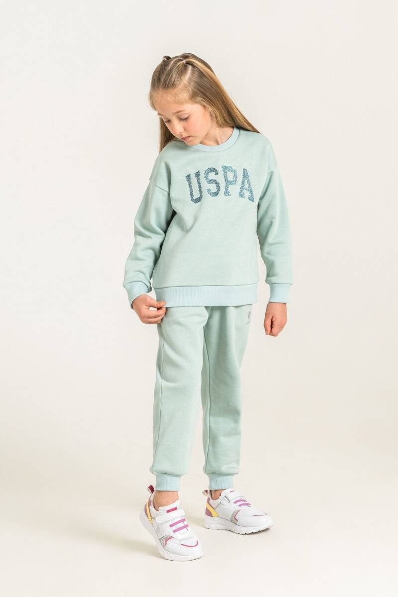 U.S. Polo Assn. Kız Çocuk Nakışlı Yeşil Uzun Kol Eşofman Takımı US2723-C-V2 - 2
