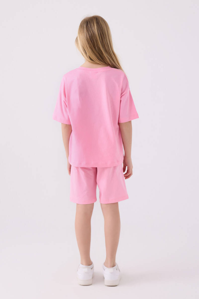U.S. Polo Assn. Kız Çocuk Bisiklet Yaka Sargı Nakışlı Yazlık Regular Fit Pembe Bermuda Takım US1848-C-V21 - 5