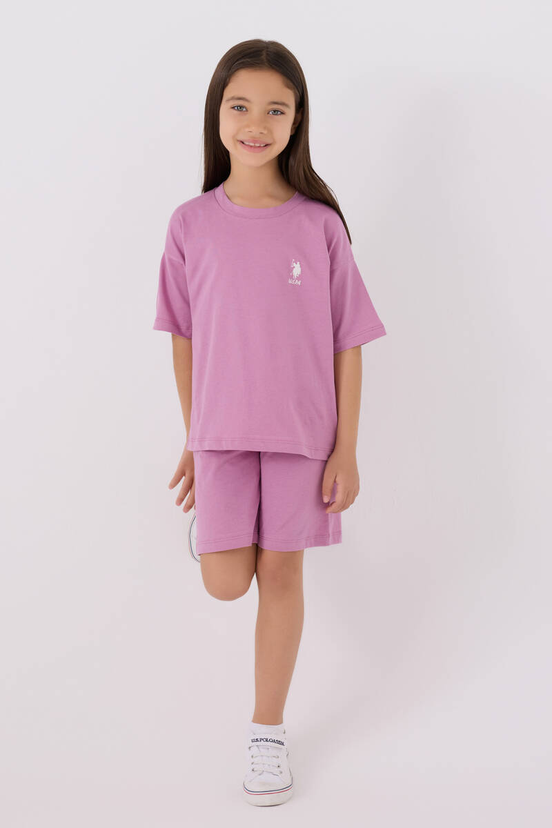 U.S. Polo Assn. Kız Çocuk Mor Bermuda Takım