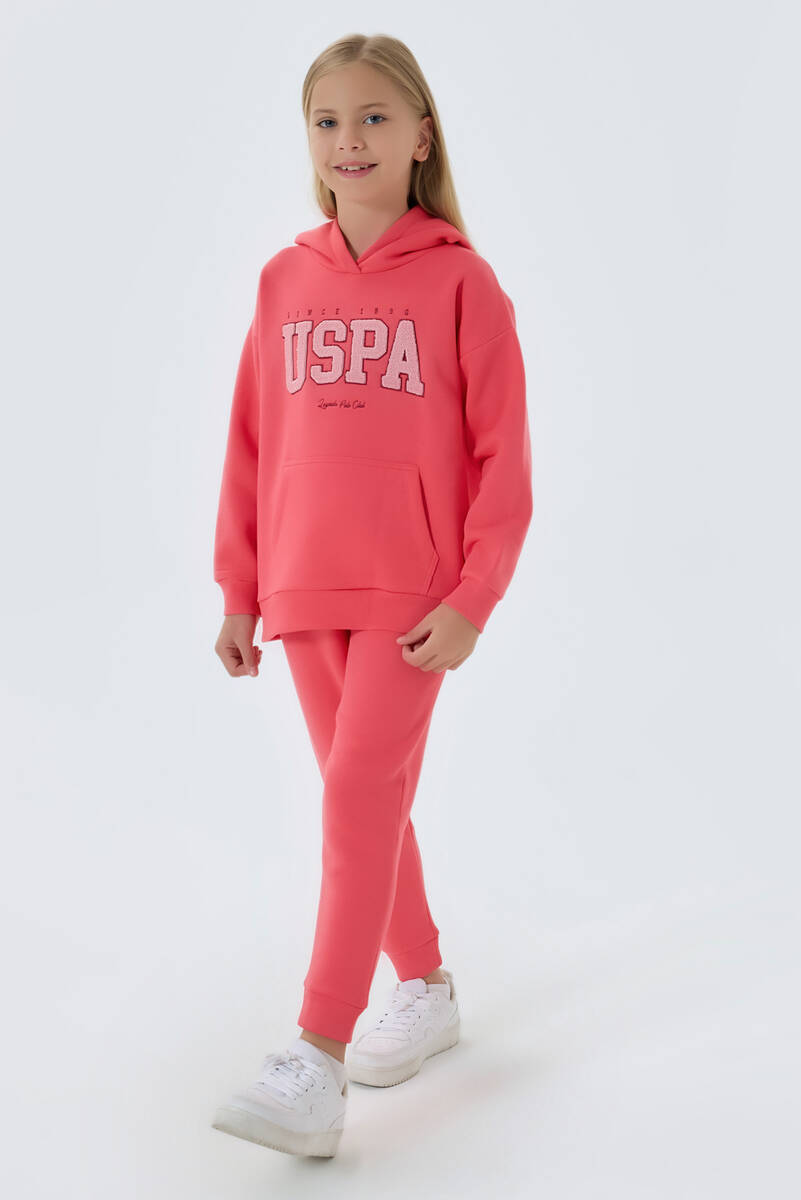 US Polo Assn Kız Çocuk Pembe Eşofman Takım
