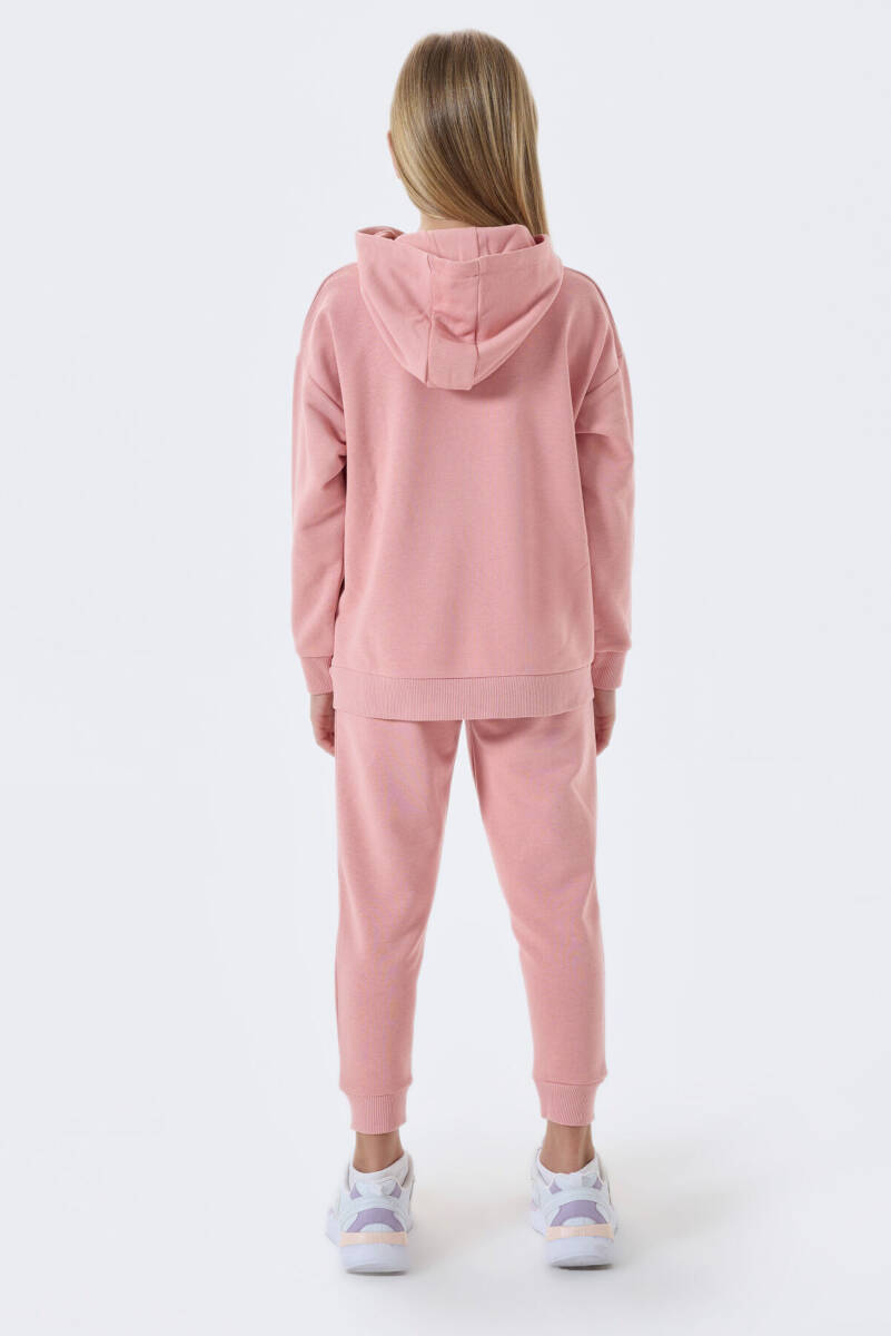 U.S. Polo Assn. Kız Çocuk Pamuklu Kapüşonlu Sargı Nakışlı Kışlık Regular Fit Pembe Eşofman Takımı US1662-C-V2 - 5