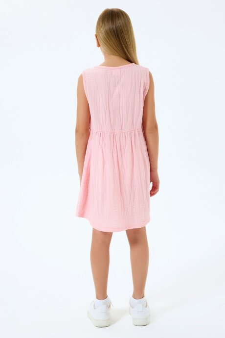 U.S. Polo Assn. Kız Çocuk %100 Pamuk Bisiklet Yaka Nakışlı Yazlık Relaxed Fit Pembe Gecelik US2518-C-V2 - 4