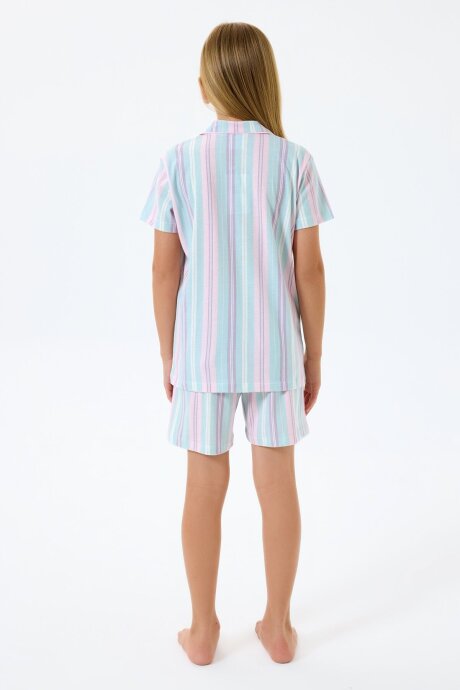 U.S. Polo Assn. Kız Çocuk %100 Pamuk Gömlek Yaka Nakışlı Yazlık Regular Fit Pembe Pijama Takımı US2534-C-V1 - 4